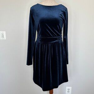 Boden Woman's Lois Long Sleeve Stretchy Velvet Ruched Midi Dress Size 8R